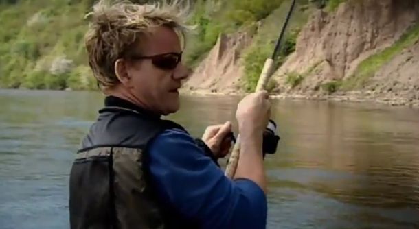 VIDEO: Celebrity chef Gordon Ramsay salmon fishing